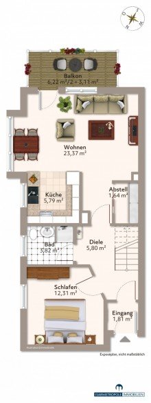 Grundriss 1.OG Charmante 4-Zimmer-Maisonettewohnung mit attraktivem Grundriss, ideal f�r junge Familien.