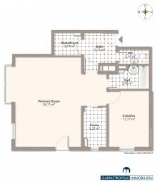 Grundriss unm�bliert Modernisierte 2-Zimmer-Wohnung mit gehobener Ausstattung und Top-Lage direkt am Englischen Garten