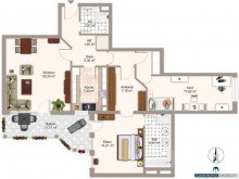 Darstellung Grundriss m�bliert Hochwertige 3,5-Zimmer Wohnung in Englschalking mit EBK und gro�em Balkon!
